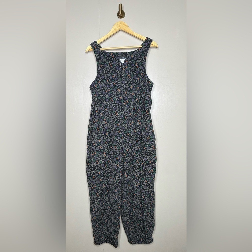 Vintage My Michelle Floral Corduroy Jumpsuit 5/6 90s Balloon Leg Made USA
